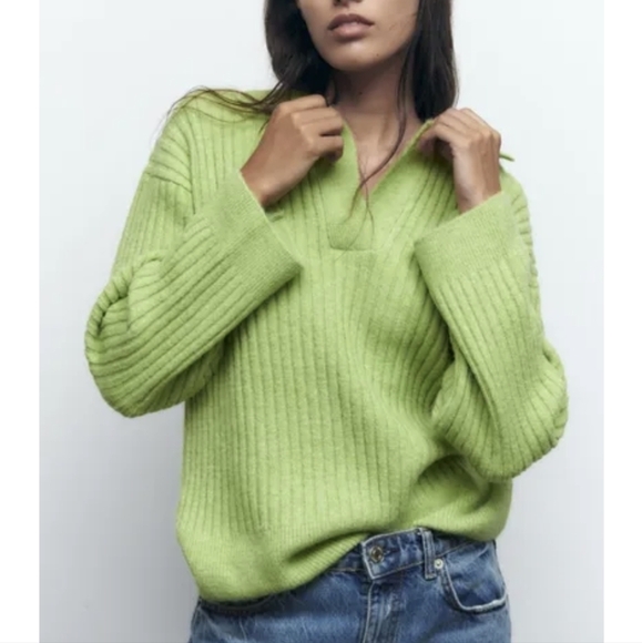 Zara green knit pullover sweater small - Picture 9 of 9